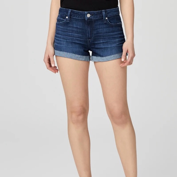 PAIGE Pants - HP⭐️ Paige Jimmy Jimmy Mid Rise Dark Wash Denim Distressed Jean Shorts size 25